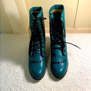 Texas Brand Lace-Up Women's Teal Boots Size 6 NEW Leather all ages Cowgirl Boots